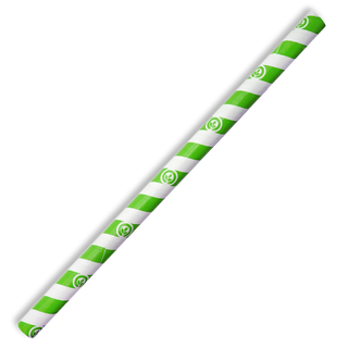 10mm Jumbo Bio Straw Green Stripe- 100Pk