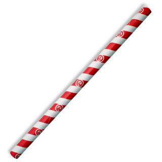 10mm Jumbo Bio Straw Red Stripe 100Pk