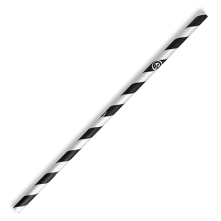 6mm Regular Bio Straw Black Stripe- 250Pk