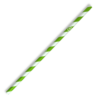 6mm Regular Bio Straw Green Stripe 2500/Carton