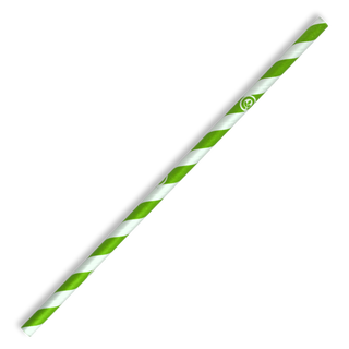 6mm Regular Bio Straw Green Stripe- 250Pk