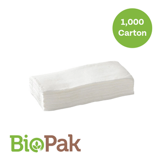 BioPak 2-Ply 1/8 Fold Dinner Bio Napkin - White