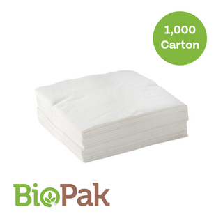 2-Ply 1/4 Fold Corner Embossed Dinner Bio Napkin - White 