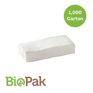 BioPak 2-Ply 1/8 Fold Quilted Dinner Bio Napkin- White 
