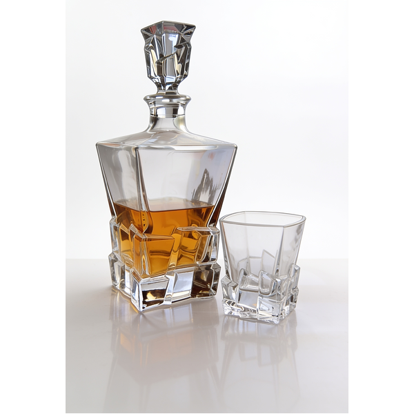 Glass Decanter Set Glacier with 4 Rocks Glasses