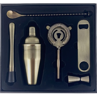 Cocktail Kit 6 Piece Antique Gold in Gift Box