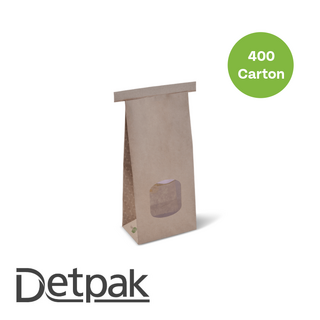 Eco Medium Window Tin-Tie Bag- Brown (246x115x72)