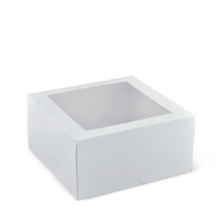 9 Inch Deep Square Patisserie Box - White (240x240x120) 