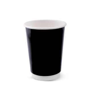 12oz Combo Smooth Double Wall (86mm) Coffee Cup- Black 