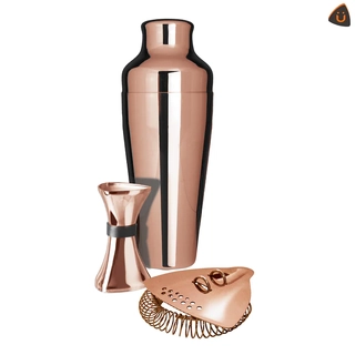 Shaker, Measure & Strainer Set Copper