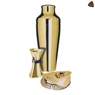 Shaker, Measure & Strainer Set Gold