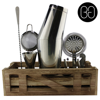 BarGEEK Cocktail Kit with Wooden Stand