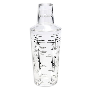 Cocktail Shaker 3pc Acrylic with Recipes 530ml