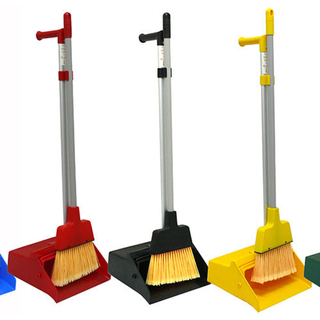 Lobby Dust Pan Set with Broom & Pan - Black