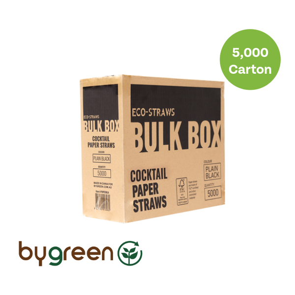 Cocktail Paper Straws Eco Black Bulk Carton 5000