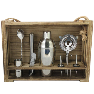 Cocktail Kit with Light Hanging Wooden Stand